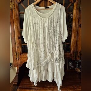 Mode De Vie Asymmetrical 2 Piece White Dress